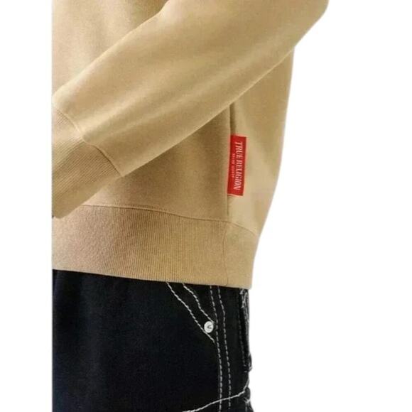 True Religion TR Buddha Embroidered Logo Sweatshirt Size Small Tan Crewneck NWT - Picture 5 of 7